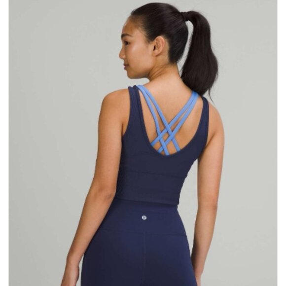 Lululemon Power Pivot Ribbed Tank Top, Night Sea Blue | Size 8 - Picture 3 of 7